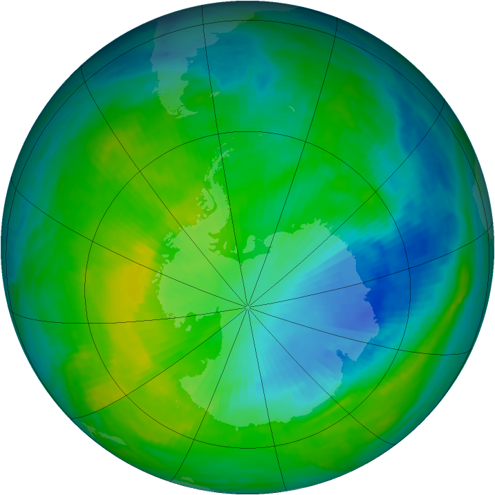Antarctic ozone map for 03 December 1985
